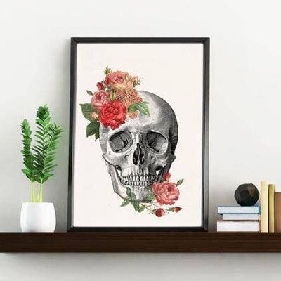 Springtime Roses Anatomy skull - A3 White 11.7x16.5 (No Hanger)