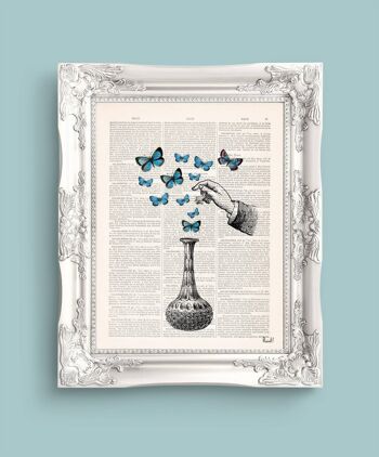 The Bottle of Wonders Blue Butterfly Art - Music L 8.2x11.6 (No Hanger) 1