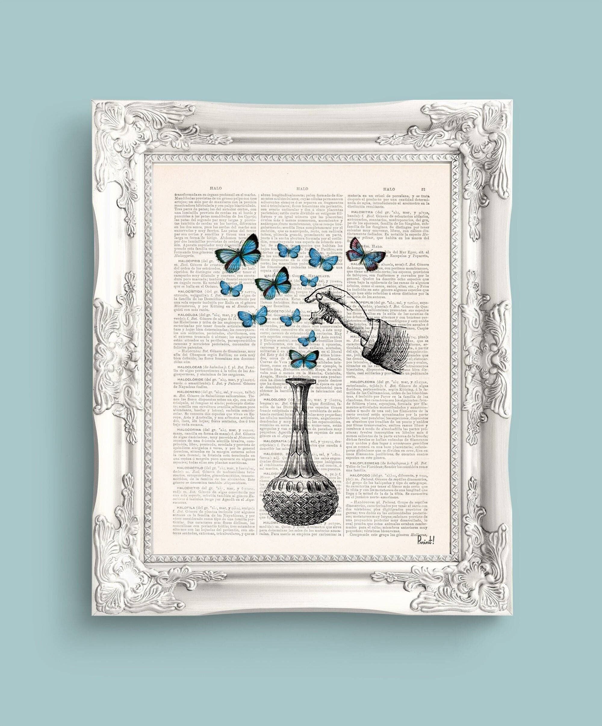 The Bottle of Wonders Blue Butterfly Art – A4 Weiß 8,2 x 11,6