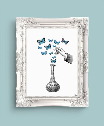 La Bouteille des Merveilles Blue Butterfly Art - A4 Blanc 8.2x11.6 4