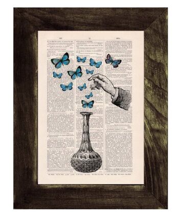 The Bottle of Wonders Blue Butterfly Art - A5 Blanc 5.8x8.2 (Pas de Cintre) 3