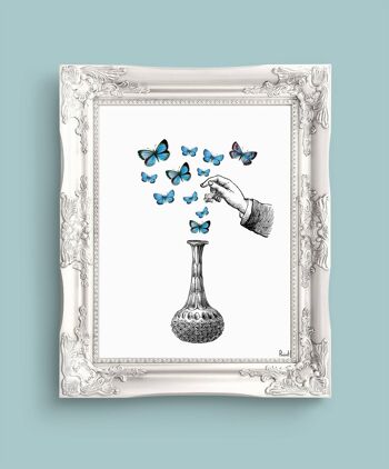 The Bottle of Wonders Blue Butterfly Art - A5 Blanc 5.8x8.2 (Pas de Cintre) 4