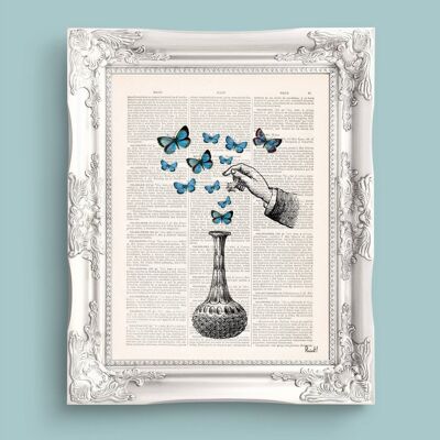 Die Flasche der Wunder Blue Butterfly Art – Weiß 8 x 10