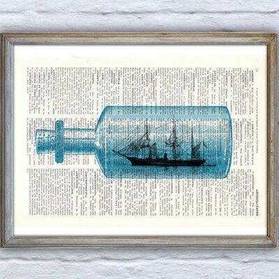 The Ship in the Bottle or The Ocean is so small - Book Page S 5x7