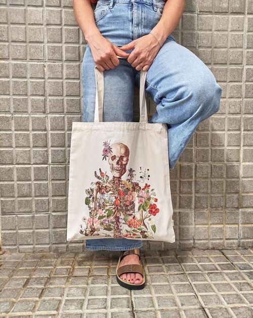 Tote Bag organic cotton Flower Skeleton