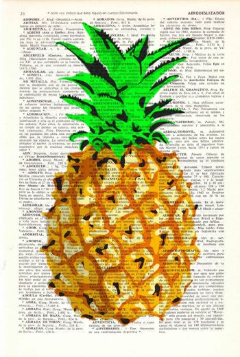 Décoration murale giclée d'ananas tropical – Page de livre M 6,4 x 9,6 (sans cintre). 2