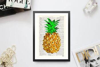 Décoration murale giclée d'ananas tropical – Page de livre M 6,4 x 9,6 (sans cintre). 3