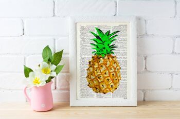 Décoration murale giclée d'ananas tropical – Page de livre M 6,4 x 9,6 (sans cintre). 4