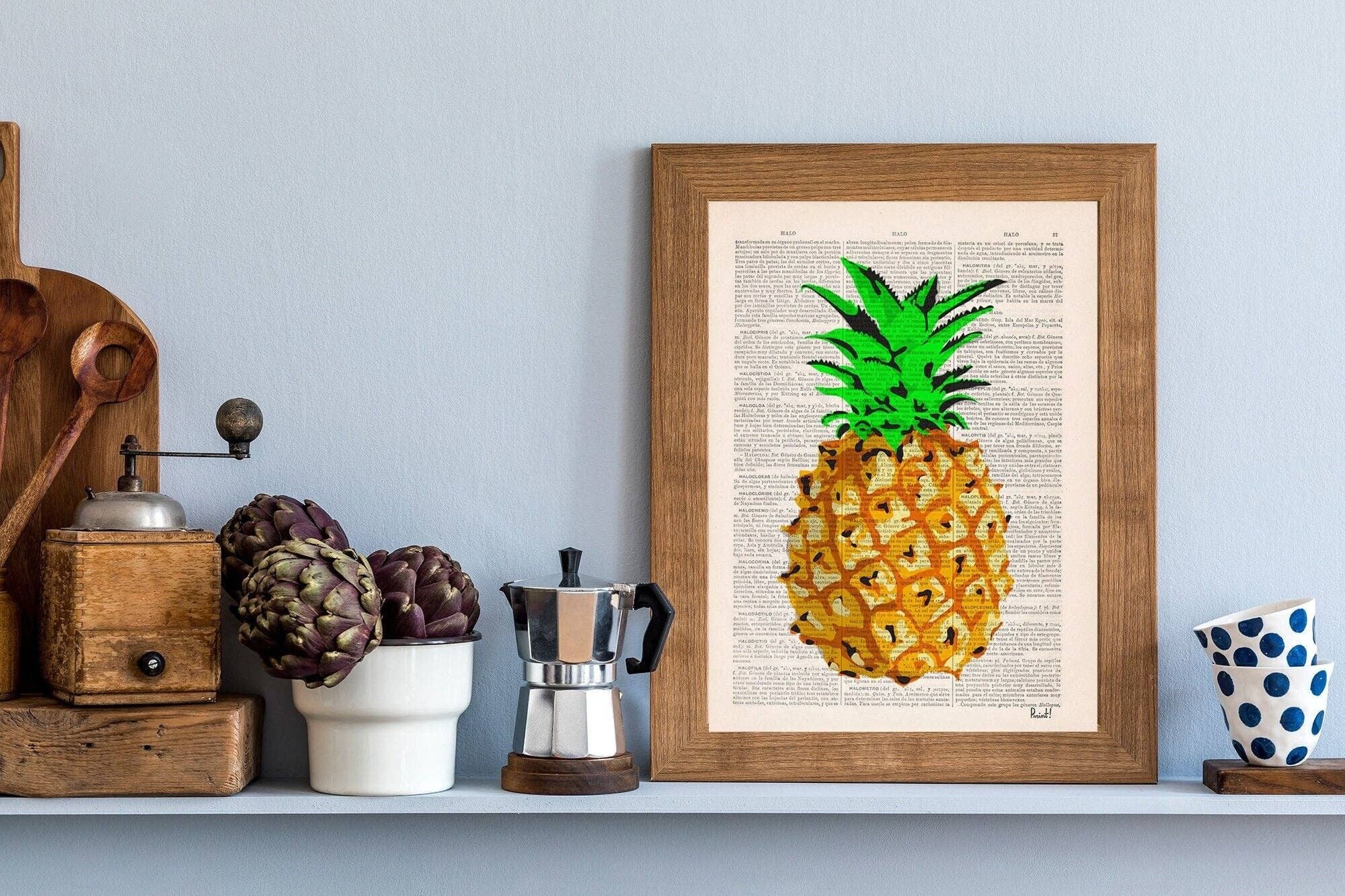 Tropische Ananas Giclée-Wanddekoration – Musik L 8,2 x 11,6 (ohne Aufhänger)