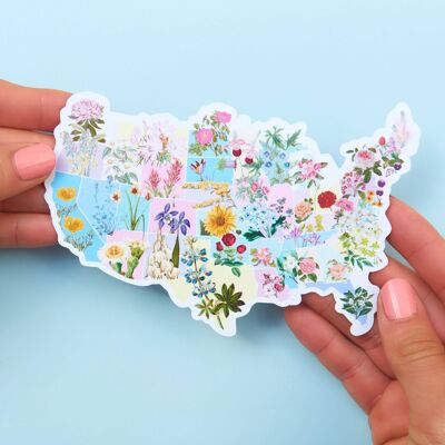 Carte des fleurs des États-Unis aux États-Unis Sticker