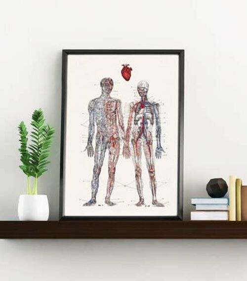 Wall art print Love you with all my heart Human anatomy poster SKA167WA4 - A3 White 11.7x16.5