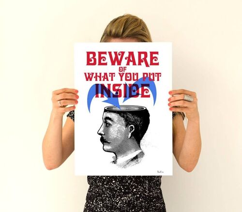 Wall art print Smart quote Beware of what you put inside Victorian poster printed on white paper cardboard. TYQ052WA4 - White 8x10