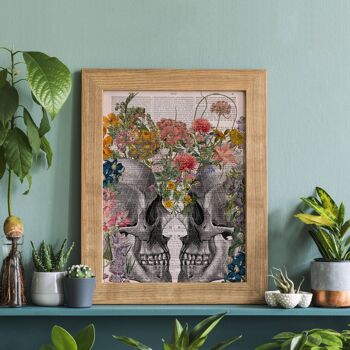 Nous fleurissons ensemble. Flower Skull Art - Musique L 8.2x11.6 (Sans cintre) 2