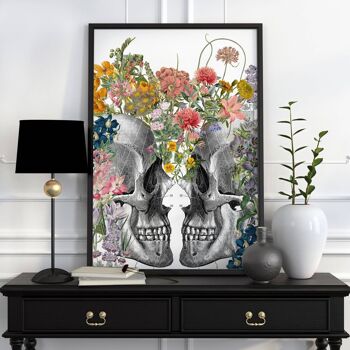 Nous fleurissons ensemble. Flower Skull Art - A5 Blanc 5.8x8.2 (Pas de Cintre) 3