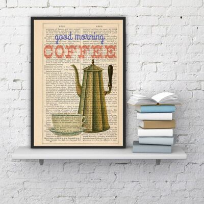 Welcome spring Coffee sign printed on dictionary book page Art Giclee Print Illustration art decor Good morning illustration TYQ043 - Book Page 6.6x10.2