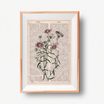 Marguerites sauvages en lilas Flower Wall art - Book Page L 8.1x12 (No Hanger) 3