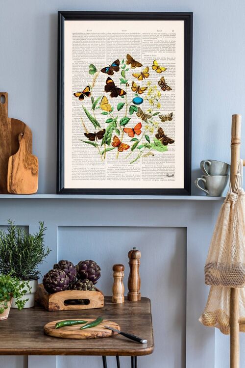 Wild Flowers and Butterflies Art Print - A4 White 8.2x11.6 (No Hanger)