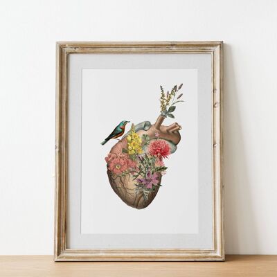 Wild Flowers Heart Print - A4 White 8.2x11.6 (No Hanger)
