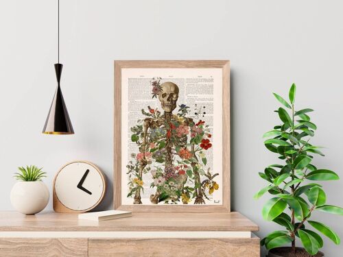 Wild Flowers Skeleton - Book Page S 5x7 (No Hanger)