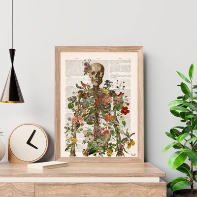 Wild Flowers Skeleton – A3 Weiß 11,7 x 16,5 (ohne Aufhänger)