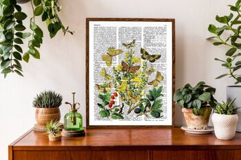Impression d'art Fruits sauvages et papillons - A4 Blanc 8.2x11.6 (Sans cintre) 2