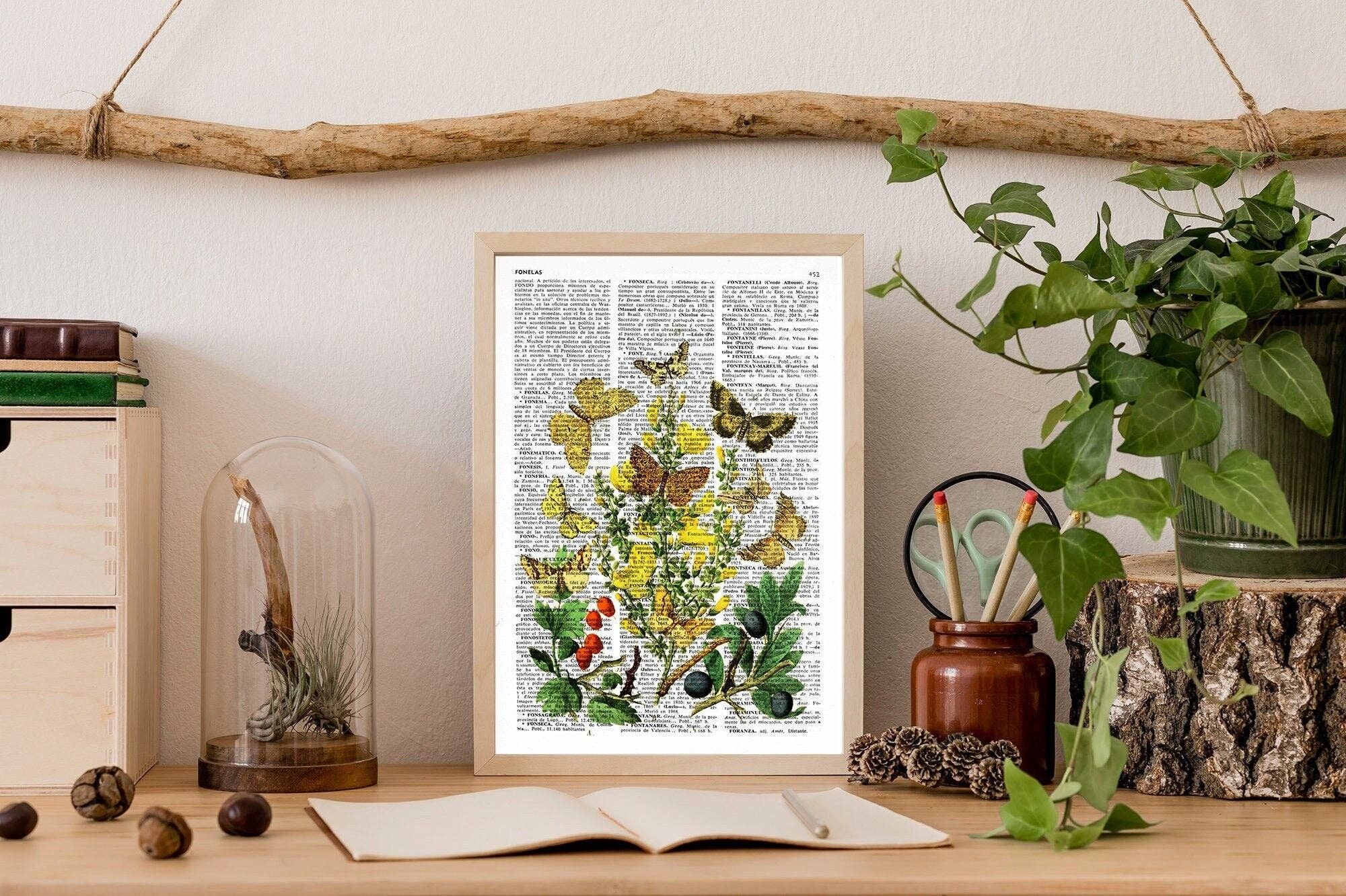 Stampa artistica di frutti selvatici e farfalle - bianco 8 x 10 (senza gancio)