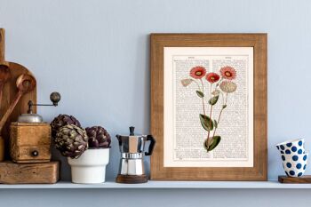 Art de fleurs de marguerites roses sauvages - A4 blanc 8,2 x 11,6 (sans cintre) 4