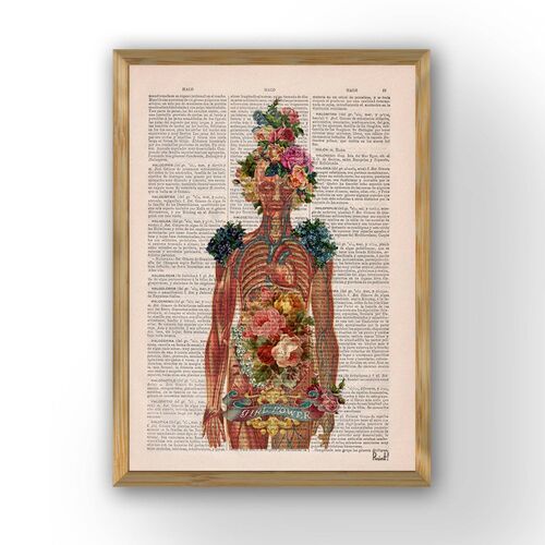 Woman gift, Anatomy Wall Art - Flower Skeleton - Feminist Wall Art - Human Skeleton Art - Anatomy Illustration - Dictionary Print - SKA115 - Book Page L 8.1x12 (No Hanger)