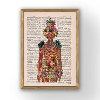 Regalo donna, Anatomy Wall Art - Flower Skeleton - Femminista Wall Art - Human Skeleton Art - Illustrazione di anatomia - Stampa dizionario - SKA115 - Pagina del libro L 8,1 x 12 (senza gancio)