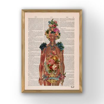 Cadeau femme, Anatomie Wall Art - Flower Skeleton - Feminist Wall Art - Human Skeleton Art - Anatomy Illustration - Dictionary Print - SKA115 - Book Page L 8.1x12 (No Hanger) 1