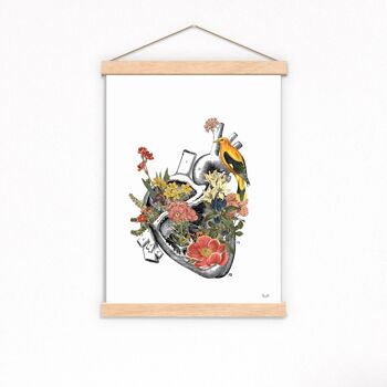 Svg de Noël - Cadeau de Noël - Décoration murale Coeur anatomique - Impression de coeur de fleur - Impression d'anatomie de fleur - Illustration d'anatomie - Cadeau - SKA110 - A5 Blanc 5,8 x 8,2 (Pas de cintre) 2