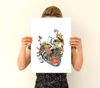 Noël Svg - Cadeau de Noël - Décoration murale Coeur anatomique - Impression de coeur de fleur - Impression d'anatomie de fleur - Illustration d'anatomie - Cadeau - SKA110 - A4 Blanc 8.2x11.6 (Pas de cintre) 3