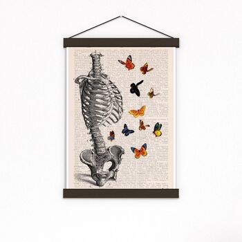 Xmas Svg - Wall art print - Human Skeleton Torso plein de papillons - Anatomy Print gift - Anatomical decoration - science art - SKA095 - Book Page L 8.1x12 (No Hanger) 3