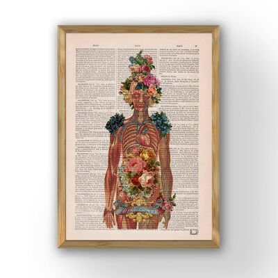 Xmas Svg, Anatomy Wall Art - Scheletro di fiori - Arte della parete femminista - Arte dello scheletro umano - Illustrazione di anatomia - Stampa dizionario - SKA115PA3 - Pagina del libro L 8,1 x 12 (senza gancio)