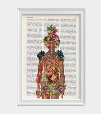 Svg de Noël, anatomie Wall Art - fleur squelette - Art mural féministe - squelette humain Art - anatomie Illustration - dictionnaire impression - SKA115PA3 - blanc 8 x 10 (sans cintre) 3