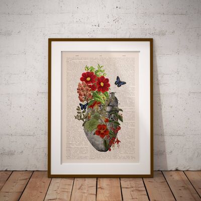 Xmas Svg, Blue Butterflies Anatomical Heart, Anatomy Art, Wall Art, Wall Decor, Art Poster, Anatomy, Anatomy Poster, Medical Art, SKA258PA3 (No Hanger)