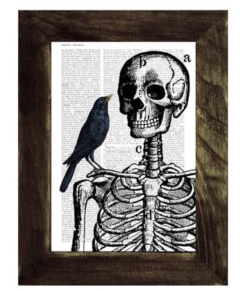 Svg de Noël, cadeau de Noël cadeau de médecin squelette et corbeau impression sur page de livre Vintage décor d'halloween art anatomique, cadeau d'étudiants en médecine SKA071 - musique L 8,2 x 11,6 (sans cintre) 1