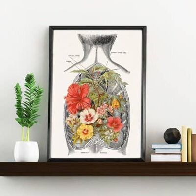 Xmas Svg, Christmas Gift, Christmas Svg, Wall art print, Nature inside a Human Back, Anatomical art, Science gift, Doctor wall art, SKA098 - A4 White 8.2x11.6