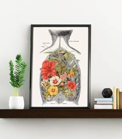 Weihnachts-Svg, Weihnachtsgeschenk, Weihnachts-Svg, Wandkunstdruck, Natur im Inneren eines menschlichen Rückens, anatomische Kunst, Wissenschaftsgeschenk, Arztwandkunst, SKA098 - A3 weiß 11,7 x 16,5