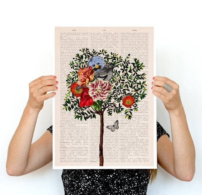 Xmas Svg, Weihnachtsgeschenke für Mama, Baum mit Vogelplakat, Vogelkunst, umweltfreundliche Kunst, Wandkunst, Wanddekoration, Frühlingsfeier Kunst ANI220PA3