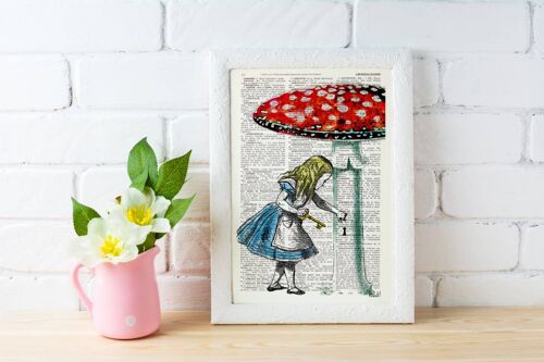 Xmas Svg, Christmas Gifts, Alice in wonderland Going home Collage Print on Vintage Dictionary Page the best choice for gifts ALW016b - Book Page L 8.1x12