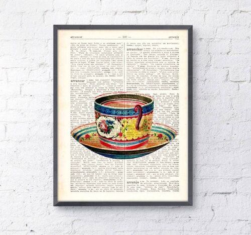 Xmas Svg, Christmas Gifts, Christmas Ornaments - Gift For Women -Vintage Teacup print on dictionary book wall art book print TVH074 - Book Page 6.1x8.9
