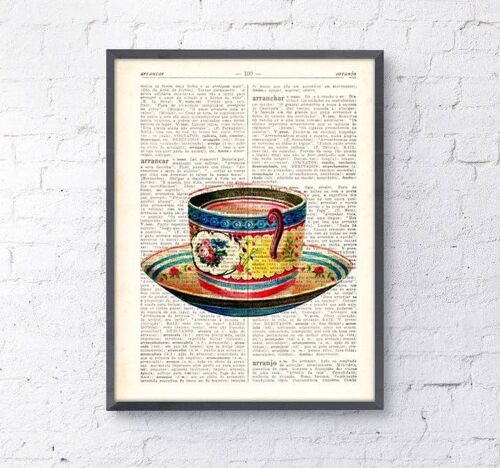 Xmas Svg, Christmas Gifts, Christmas Ornaments - Gift For Women -Vintage Teacup print on dictionary book wall art book print TVH074 - Book Page M 6.4x9.6