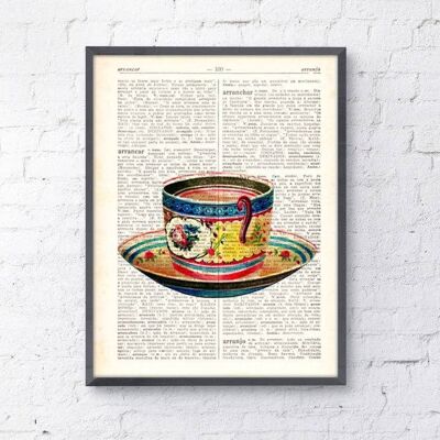 Xmas Svg, Christmas Gifts, Christmas Ornaments - Gift For Women -Vintage Teacup print on dictionary book wall art book print TVH074 - Book Page M 6.4x9.6