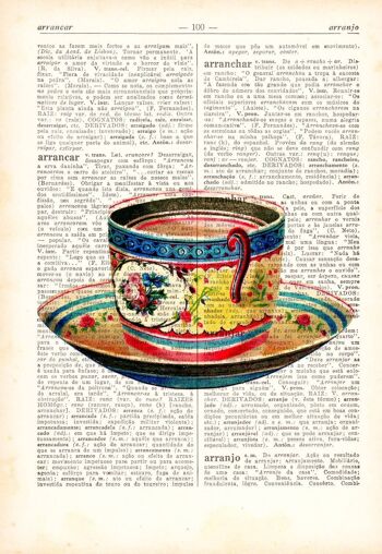 Svg de Noël, cadeaux de Noël, décorations de Noël - cadeau pour les femmes - tasse de thé Vintage impression sur dictionnaire livre mur art livre impression TVH074 - livre Page M 6.4x9.6 2