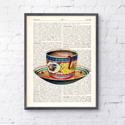 Xmas Svg, Christmas Gifts, Christmas Ornaments - Gift For Women -Vintage Teacup print on dictionary book wall art book print TVH074 - Book Page S 5x7