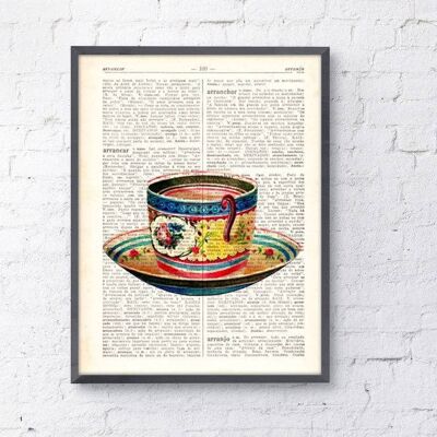 Xmas Svg, Christmas Gifts, Christmas Ornaments - Gift For Women -Vintage Teacup print on dictionary book wall art book print TVH074 - Book Page S 5x7