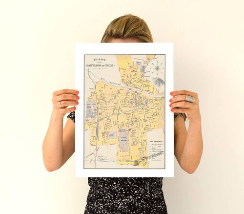 Xmas Svg, Christmas Gifts, Santiago de Chile old city map, Vintage map poster, Old City poster, Wall art, Wall decor Vintage map TVH235WA3 (No Hanger)
