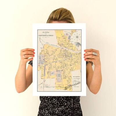 Xmas Svg, Christmas Gifts, Santiago de Chile old city map, Vintage map poster, Old City poster, Wall art, Wall decor Vintage map TVH235WA3