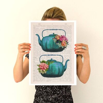 Svg de Noël, cadeaux de Noël, affiche de théière vintage, art de l'heure du thé, art de la cuisine, heure du thé, cadeau de thé, décor de cuisine, art mural, TVH238PA3 (sans cintre)
